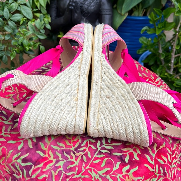 Talbots Pink Ankle Wrap Espadrille Wedge Sandals - Picture 15 of 17